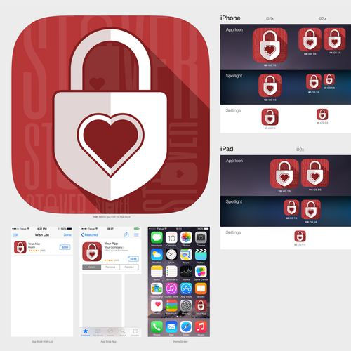 Lock design with the title 'Bold iOS Icon for breakups.'