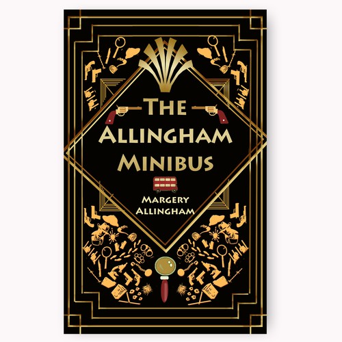 Art Deco book cover with the title 'Art Deco design for traditional British crime collection '