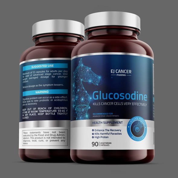 Supplement label with the title 'Medicine Pill Bottle Label Design'