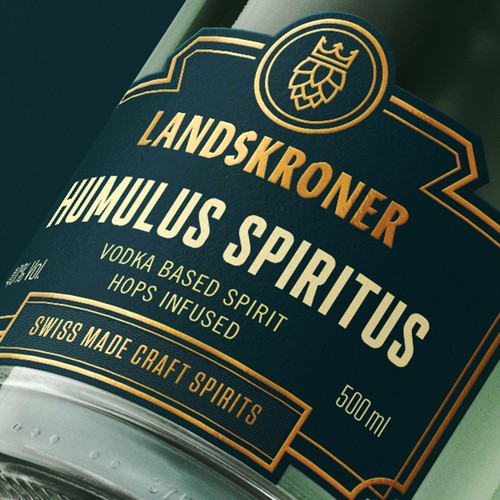Gin label with the title 'Landskroner Spirits Labels'