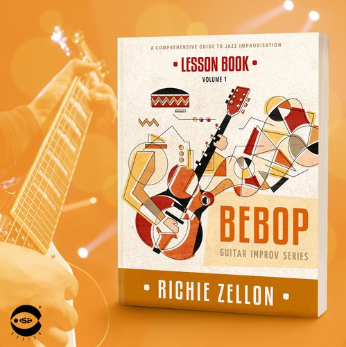 Music design with the title 'Book cover for “Bebop – Lesson Book” by Richie Zellon'