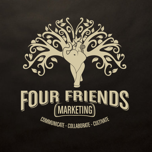 Hare design with the title 'Four Friends Marketing'