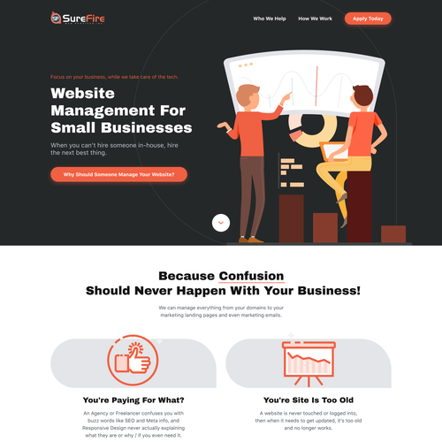 Yellow and orange design with the title 'SureFire Web Services'