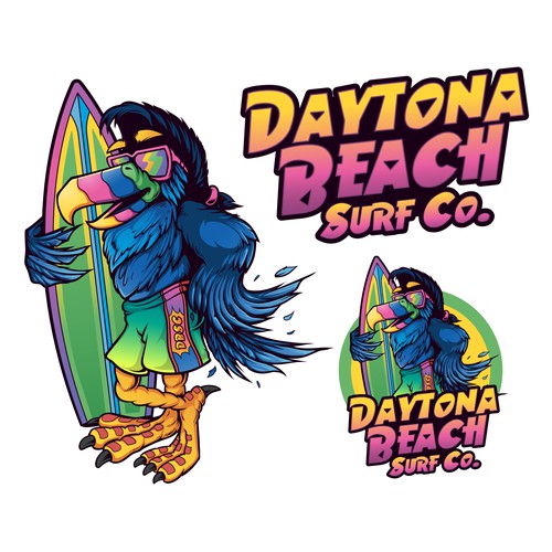 Toucan logo with the title 'Toucan Mascot for Surf Rent Company'