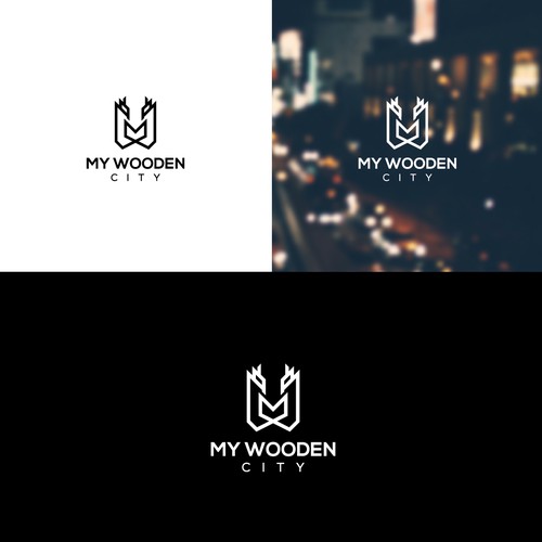 Drop pin logo with the title 'Logo Wooden City'