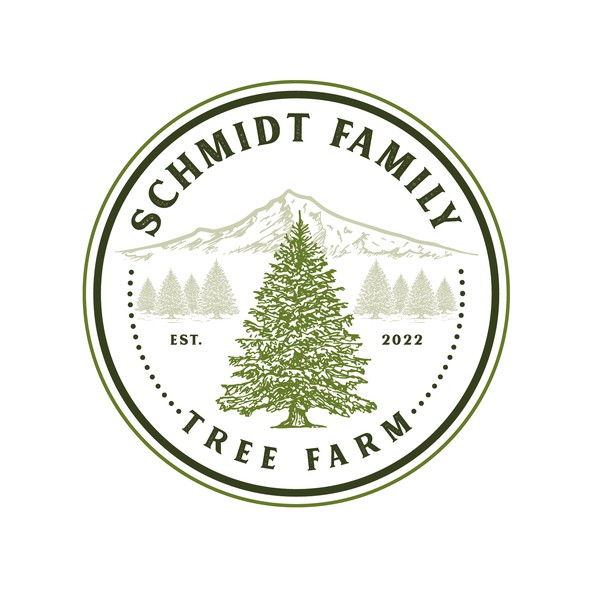 Christmas tree design with the title 'Schmidt Family Tree Farm'