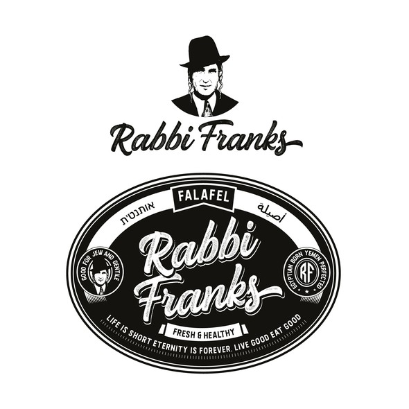 Black and white brand with the title 'Rabbi Franks'