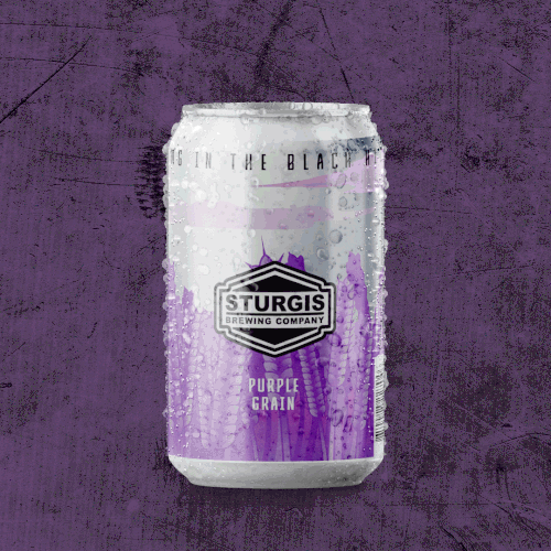 Food packaging label with the title 'Beer Label, Sturgis Brewing Co, 12 oz, Purple Grain'