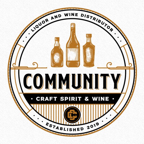 Wine bar logo with the title 'Community Craft Spirits & Wine'