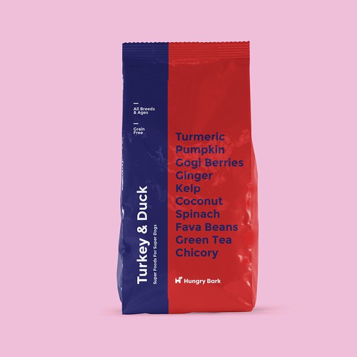 Dog food packaging with the title 'Packaging for dog food'