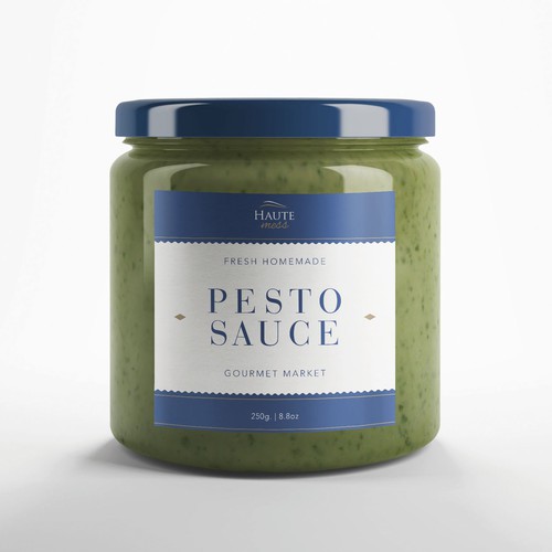 Jar packaging with the title 'HauteMess Product Label'