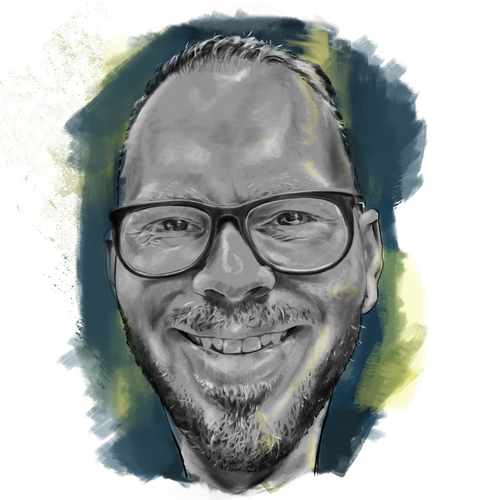 Illustrative artwork with the title 'Light Portrait Caricature Drawing'