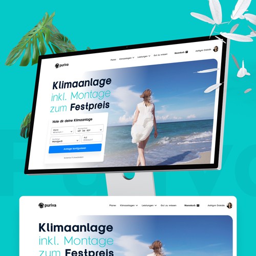 Product design website with the title 'Homepage Concept for an air conditioning company '