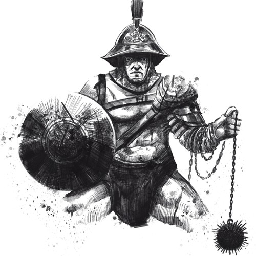 Pencil drawing design with the title 'Gladiator'