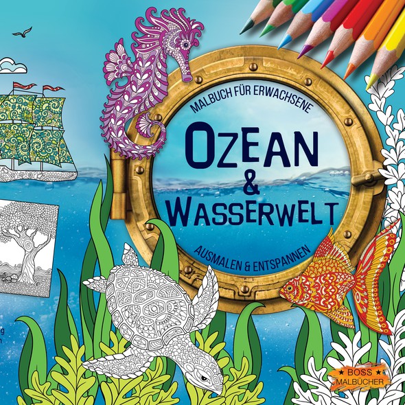 Ocean book cover with the title 'Coloring book'