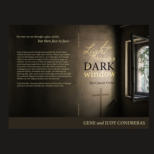 Religious book cover with the title 'Light through a dark window'