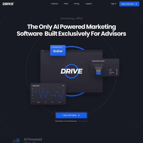 Product design website with the title 'Website - Dark version'