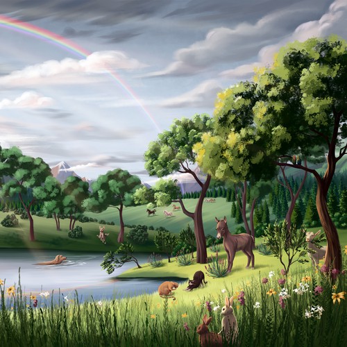 Rainbow artwork with the title 'Pet Heaven'