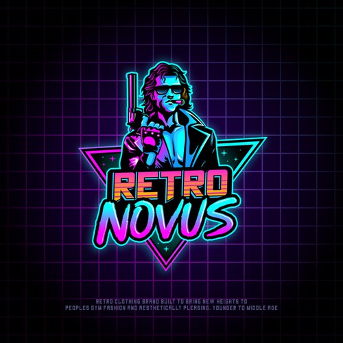 Miami design with the title 'RETRO NOVUS LOGO DESIGN (MIAMI VICE)'