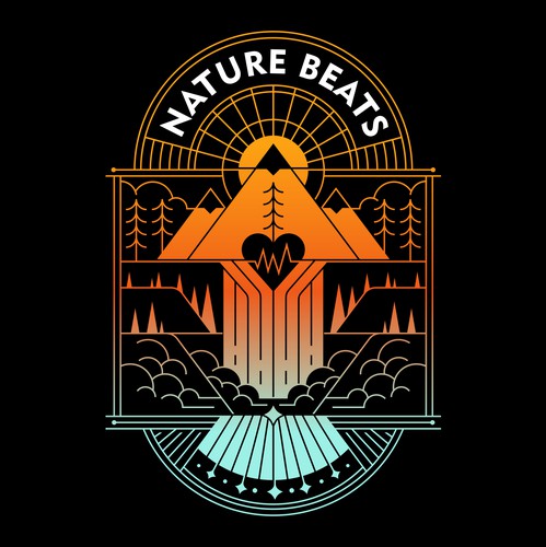 Line art t-shirt with the title 'Nature Beats'