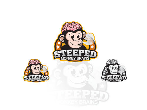 Vapor logo with the title 'Create a whimsical Monkey with his brains exposed!'