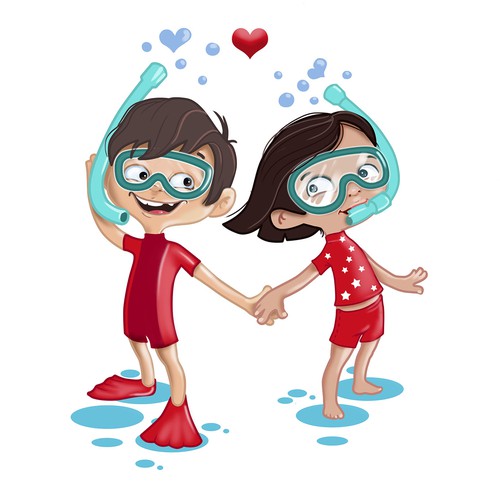 Friendship design with the title 'learning to swim illustration entry'