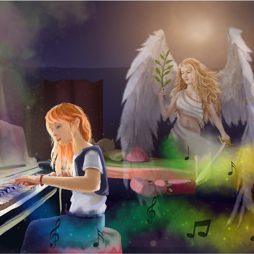 Room design with the title 'Feeling through music'