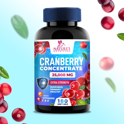 Bottle label with the title 'Cranberry Concentrate Supplement design'