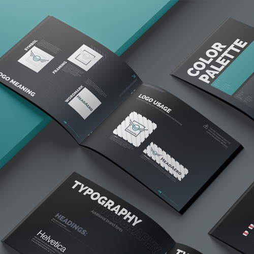 Teal design with the title 'Head Aero Brand Guide'