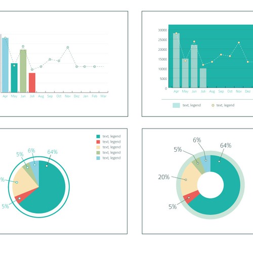 Diagram design with the title 'Fascinate us with new, basic metro- and flat-style Designs for 8 Datacharts'