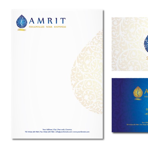 Letterhead brand with the title 'Create a modern exotic visual for Amrit'