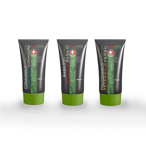 Packaging illustration with the title 'Mockup for Swiss Herb'