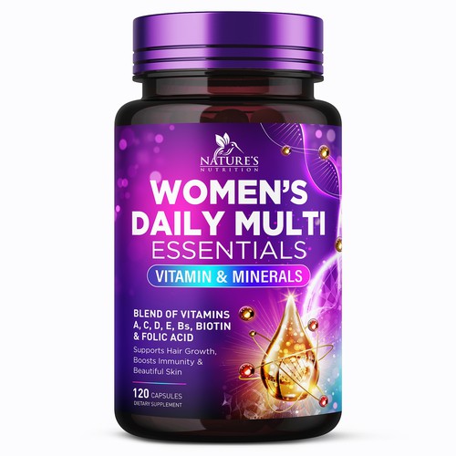 Label with the title 'women daily multi'