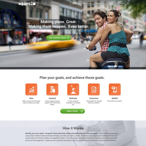 Orange website with the title 'Home Page Design for Square2'