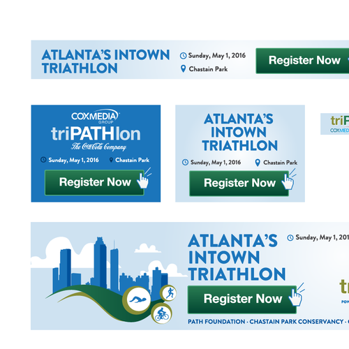 Banner artwork with the title 'Atlantla's triPAHlon Pieces for communication in media'