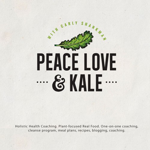 Rustic design with the title 'Logo for peace love & kale'