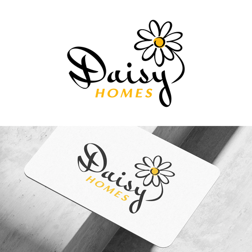 Daisy logo with the title 'Fun bright cool logo for a woman, family owned company that buys, flips houses - Daisy Homes'