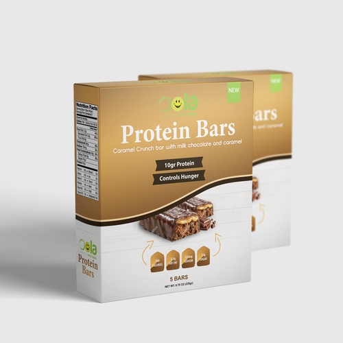 Protein bar packaging with the title 'Box design for Protein Bars'