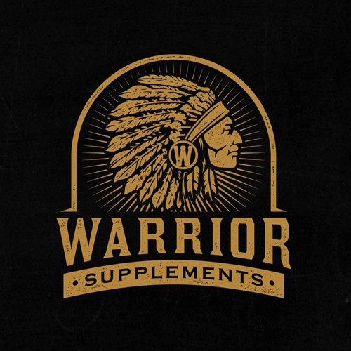 Supplement logo with the title 'Create a disruptive or vintage WARRIOR logo for new supplement company'