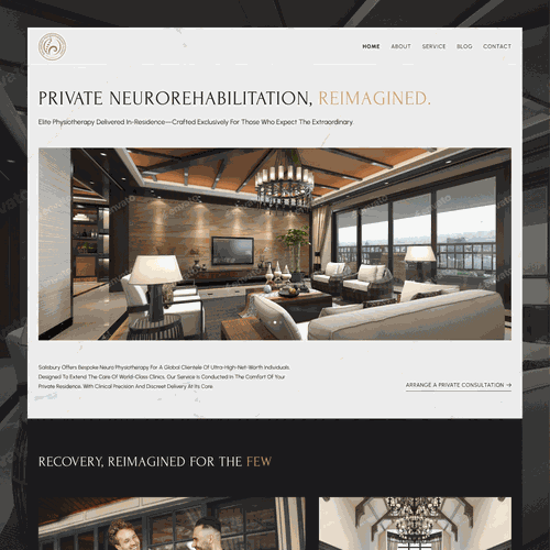 High-end website with the title 'Luxury Website Design for Elite Physiotherapy Brand'