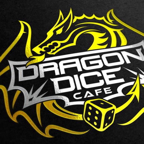 Dice logo with the title 'Logo for a board game cafe.'