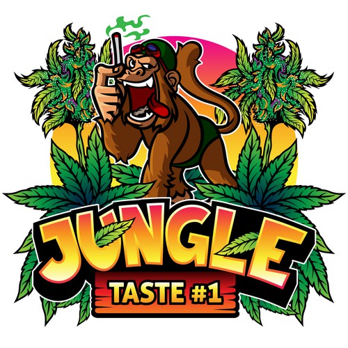 Hemp oil logo with the title 'Jungle Taste #1'