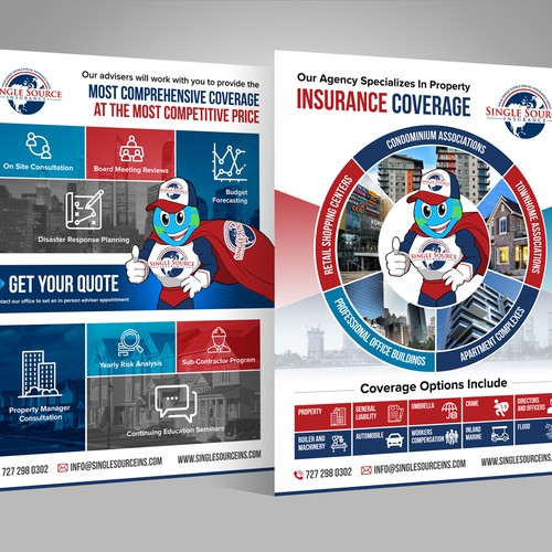 Handout design with the title 'Single Source Insurance - Property Flyer'