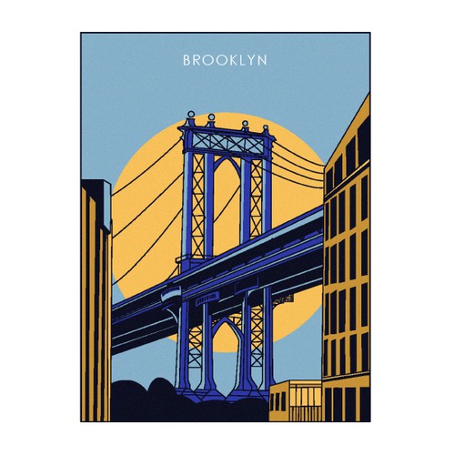 City artwork with the title 'Illustration bridge Jorge Washington - Brooklyn'