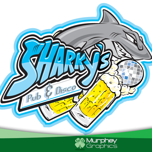 Disco logo with the title 'SHARKY'S PUB & DISCO'