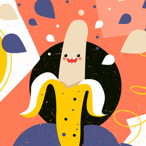 Banana design with the title 'Illustration for private collection'