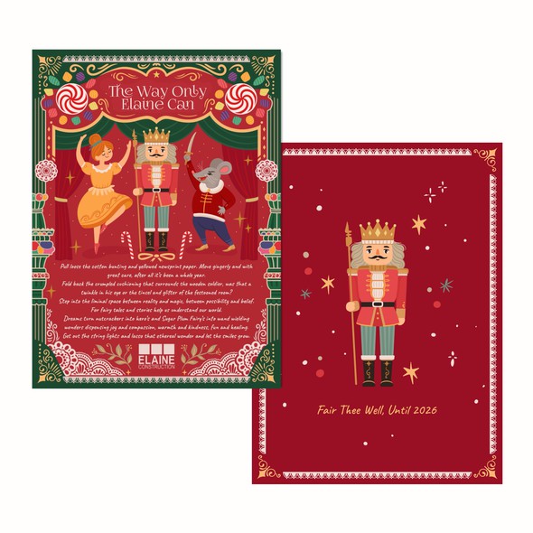 Vector design with the title 'Nutcracker Themed Holiday Card'