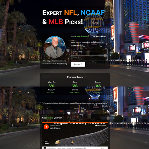 NFL design with the title 'Live Landing Page'