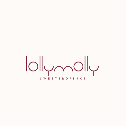 Logo with the title ' Lolly Molly - Sweets & Drinks Logo Design'