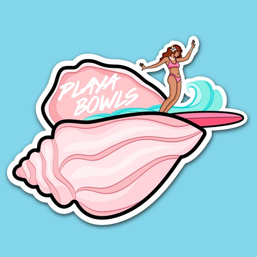 Shell design with the title 'Sticker for the bowl cafe '